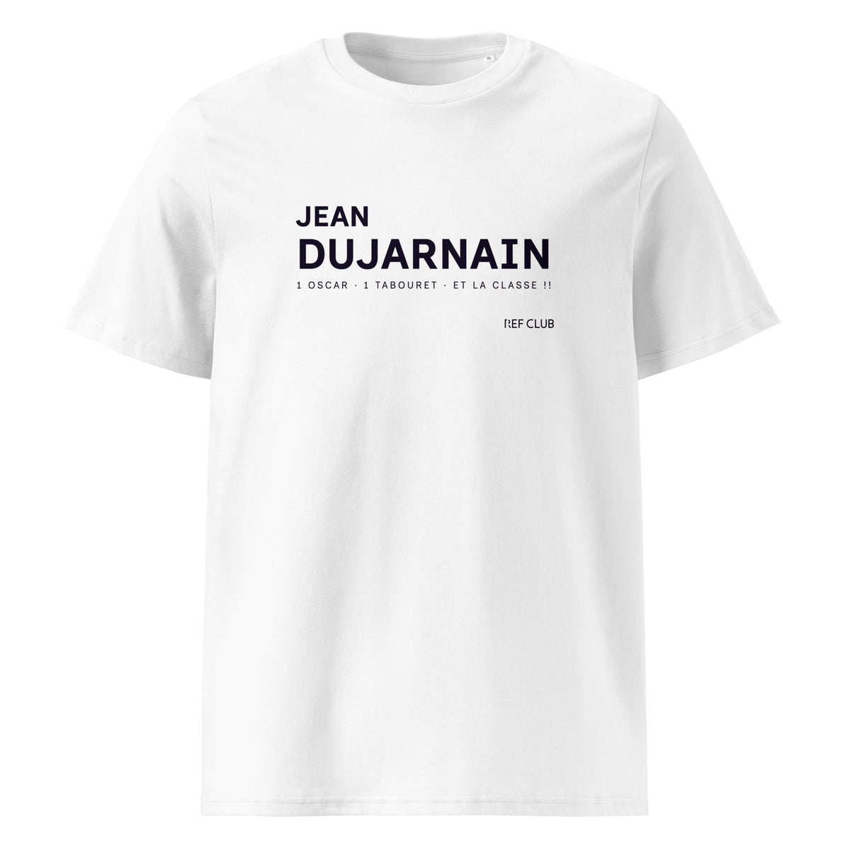 T-shirt blanc JEAN DUJARNAIN avec visuel typographique, vue de face