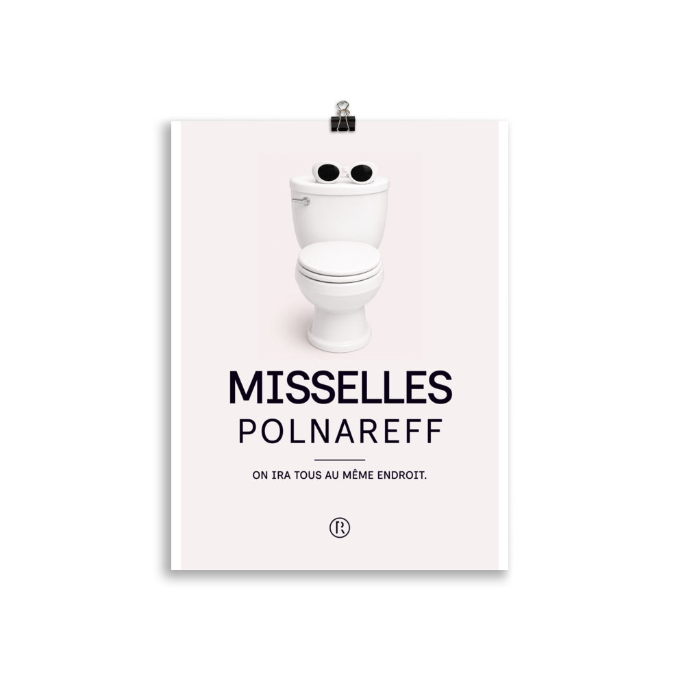 Affiche MISSELLES POLNAREFF avec composition graphique colorée sur fond clair