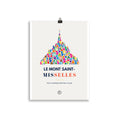 Affiche LE MONT SAINT-MISSELLES avec Mont composé de pictogrammes de toilettes, rouleaux de papier et brosses – Ref Club