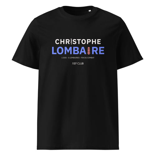 T-shirt noir CHRISTOPHE LOMBAIRE avec visuel graphique, vue de face