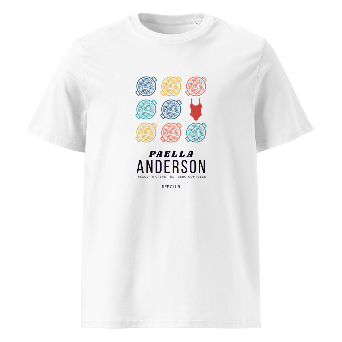 T-shirt blanc PAELLA ANDERSON avec visuel graphique, vue de face