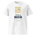 T-shirt JOHN BEER avec grille de pintes et tracteur en intrus, vue de face
