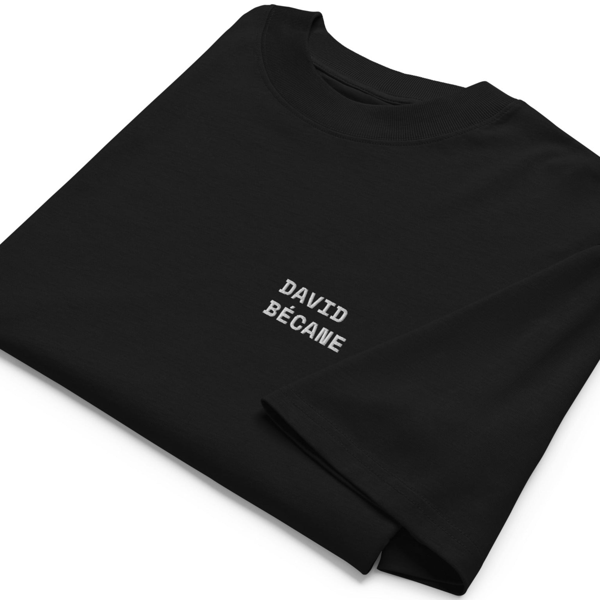 T-shirt oversize noir DAVID BÉCANE avec broderie poitrine