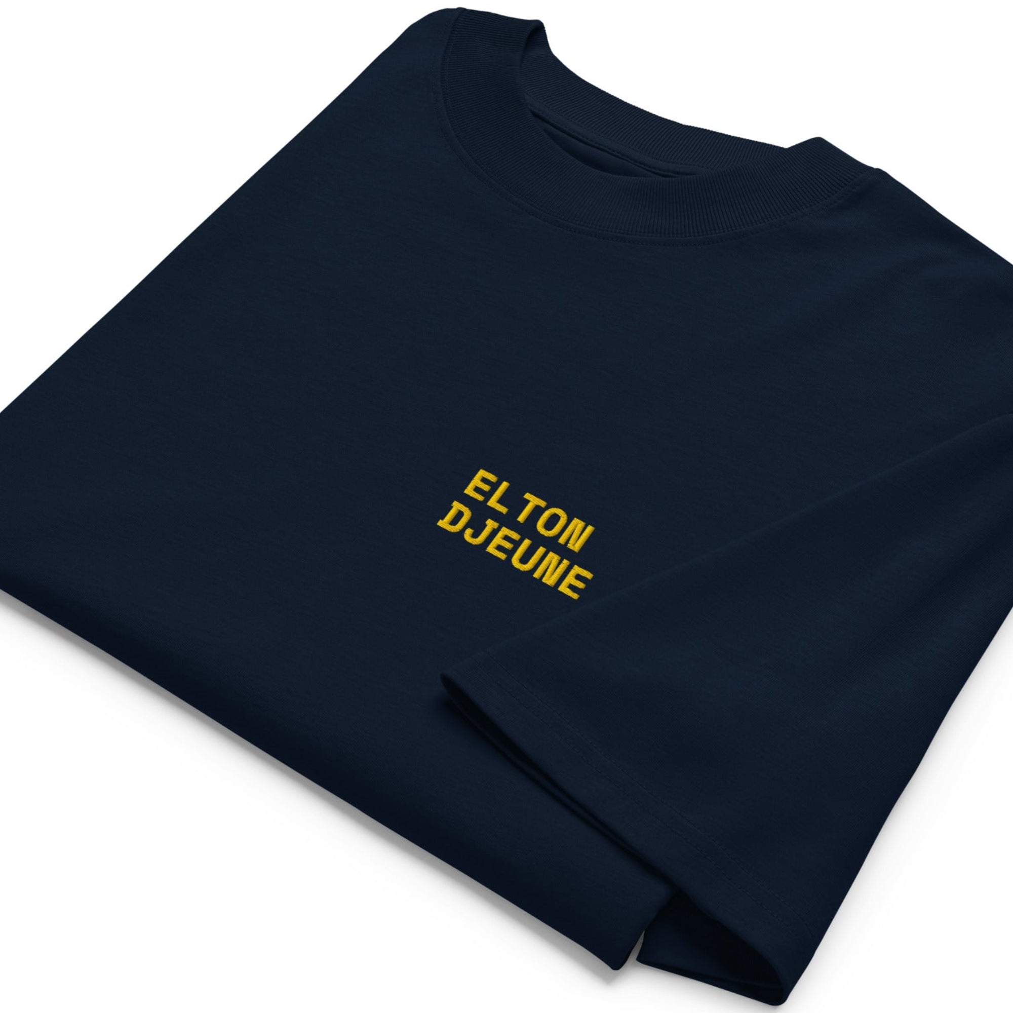 T-shirt oversize bleu marine ELTON DJEUNE avec broderie poitrine
