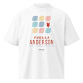 T-shirt oversize blanc PAELLA ANDERSON avec paellas colorées et maillot de bain, vue de face